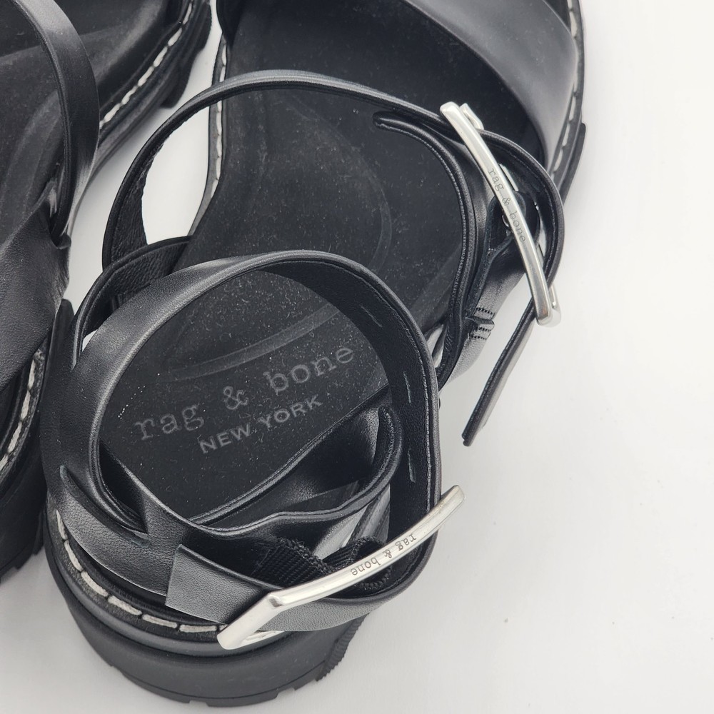 Rag & Bone Shiloh Leather Multi-Strap Sandals Black Size 38 EU - Picture 7 of 7